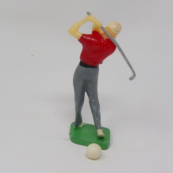 Vintage Golfer in Red Shirt & Golf Ball Cake Toppers 4" - Picture 3 of 10